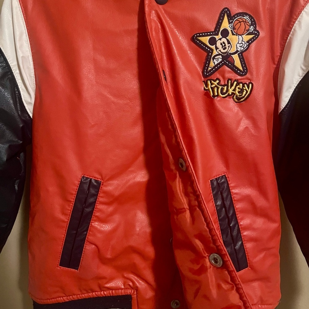 3T Vintage Mickey Mouse Orange and Black Varsity Jacket - Picture 3 of 8